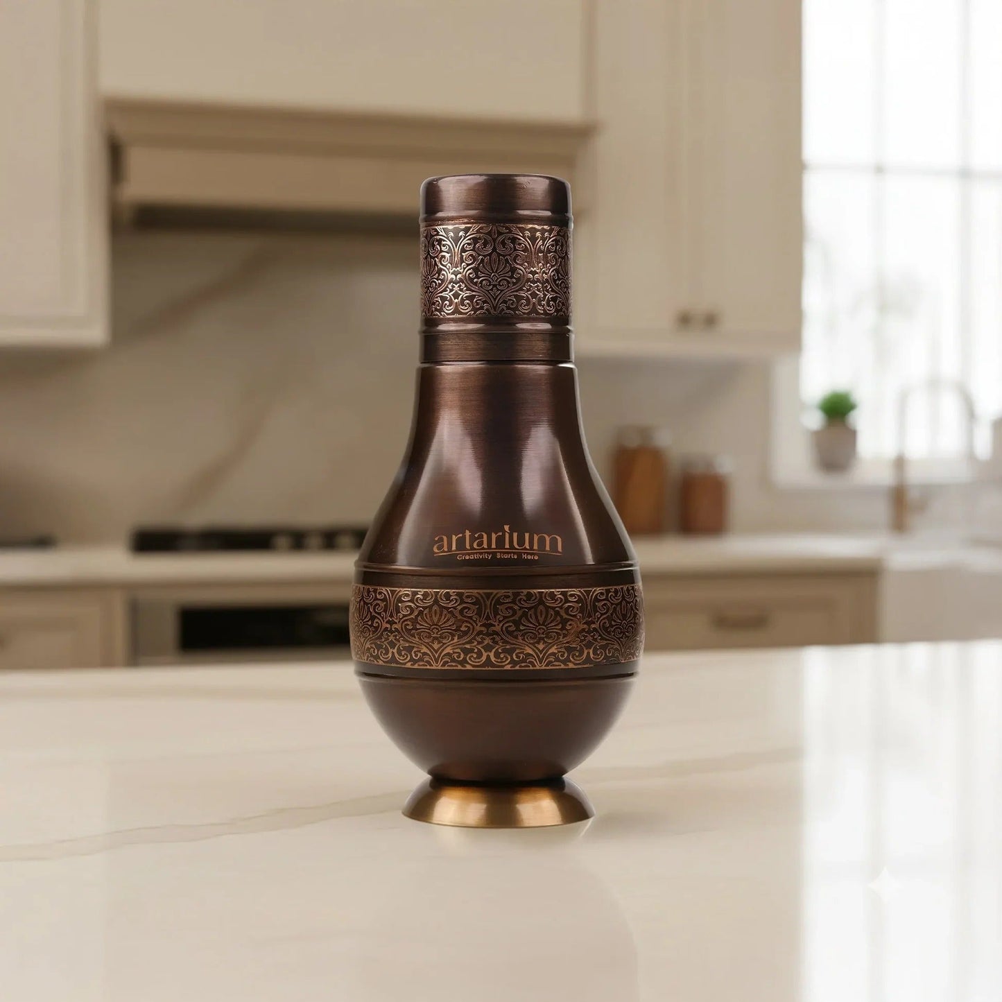 Artarium Antique Etching Pear Copper Water Jar with Gift Box