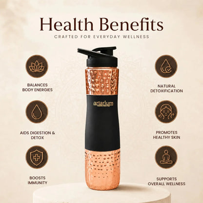Artarium Copper Sipper Bottle with Sipper Cap 1L