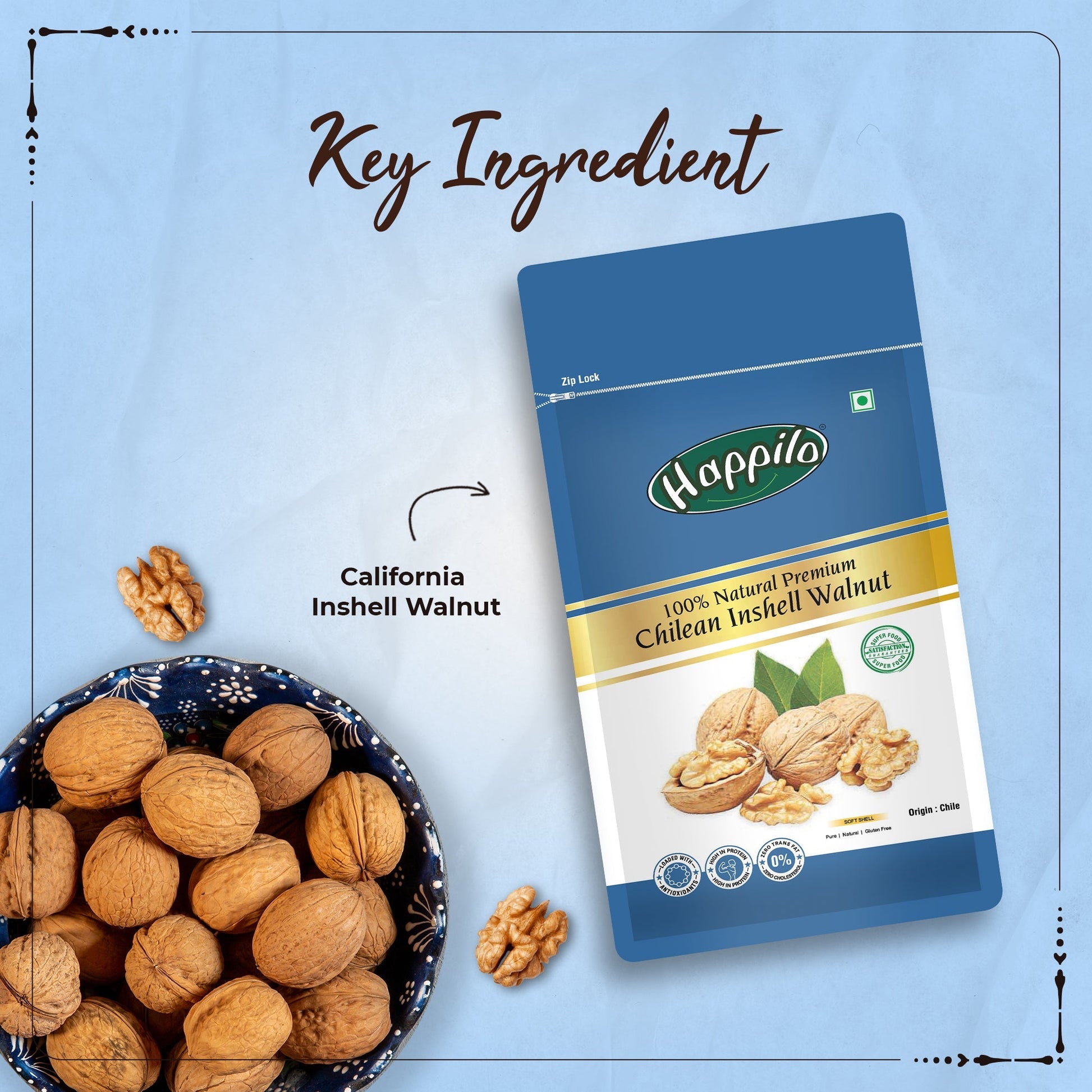 Happilo Premium Chilean Raw Inshell Walnuts