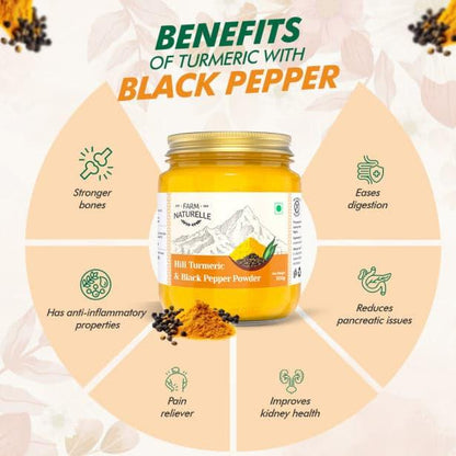 Pure Himalayan Mountain Turmeric (Curcumin) with Black Pepper (Peperine) Powder