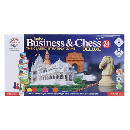 Ratna's 2 in 1 Business & Chess Junior Deluxe Board Game | Board for 7+ Years