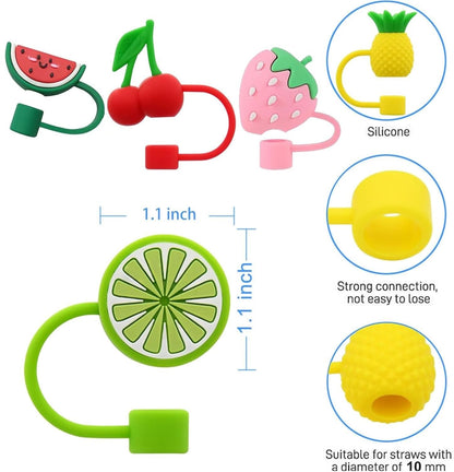 House of Quirk Silicone Straw Covers Cap with Tumbler 10mm -  (5pcs Fruit Straw Cap)