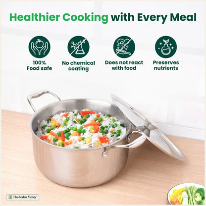 The Indus Valley Triply Premium Stainless Steel Casserole Biryani Pot
