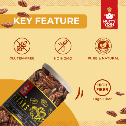 "Nutty Yogi Pecans 450g | All Natural | No Preservatives | No Additives | Gluten Free | Vegan | Non GMO | Nuts Dry Fruits "