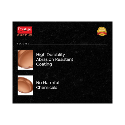 Prestige Cuprus Aluminium Gas and Induction Compatible Fry Pan, 20 cm, 1.2 L (Copper)