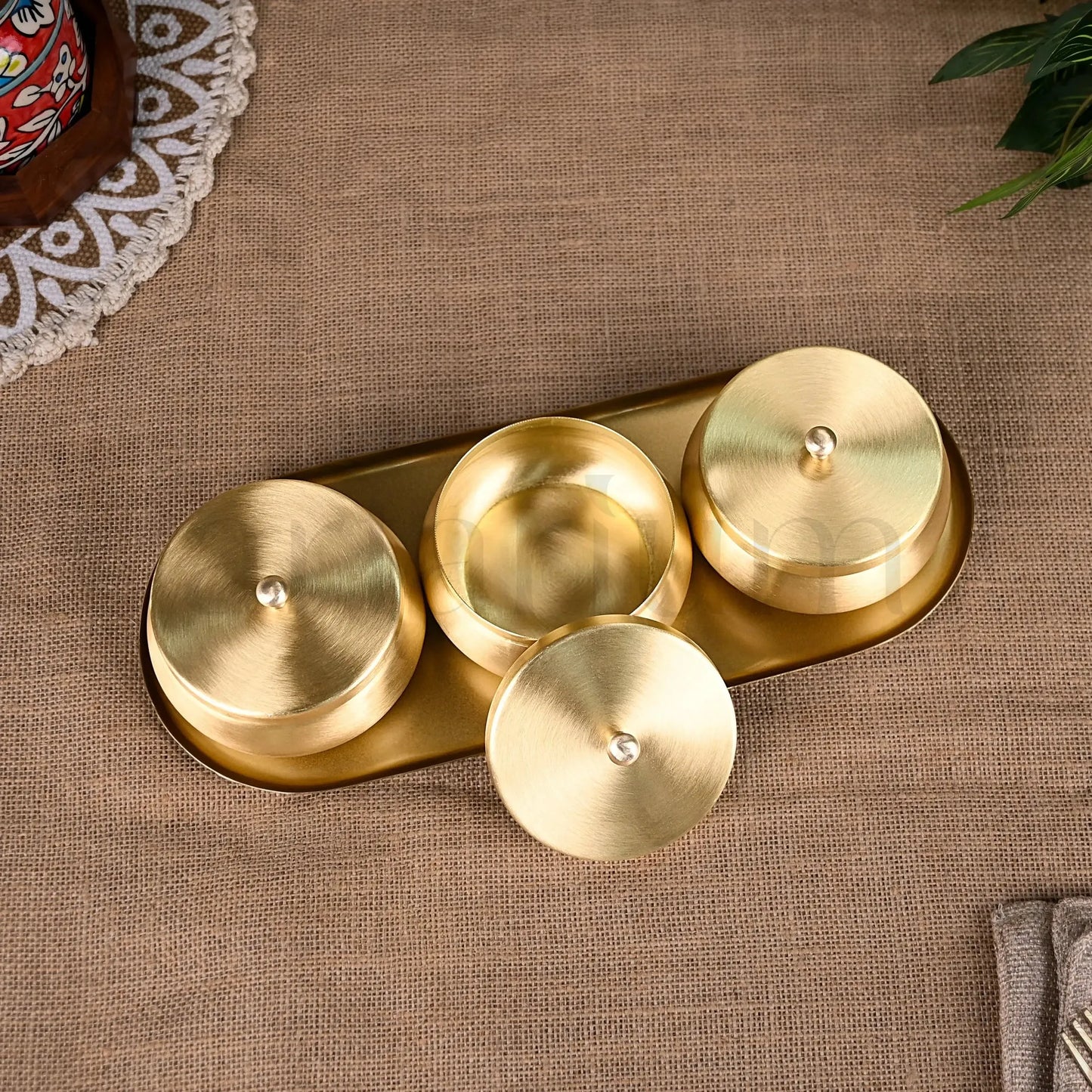 Artarium Brass Nut Bowl Gift Set Premium Handcrafted