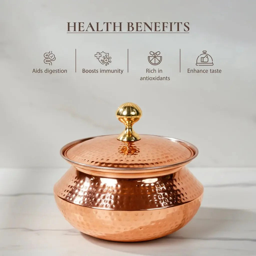 Artarium Copper Degchi with Lid Traditional Copper Cookware