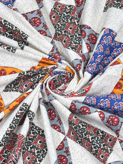 100% Pure Cotton Traditional Printed Bedsheet for Double Bed King Size Bedsheet with 2 Pillow Covers