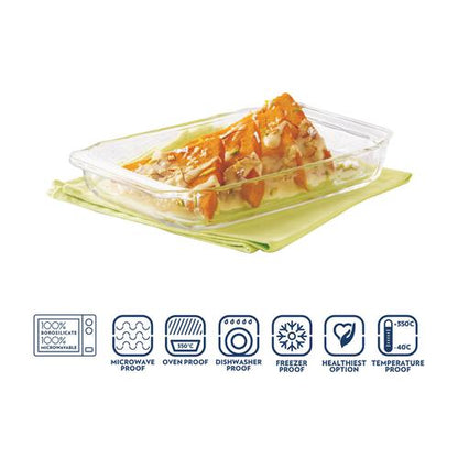 Borosil Glass Baking Dish | 3 Litres | Transparent