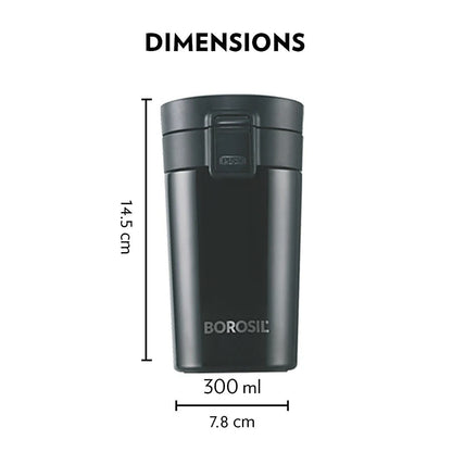 Borosil Hydra CoffeeMate Stainless Steel Vacuum Insulated Travel Mug 300ml