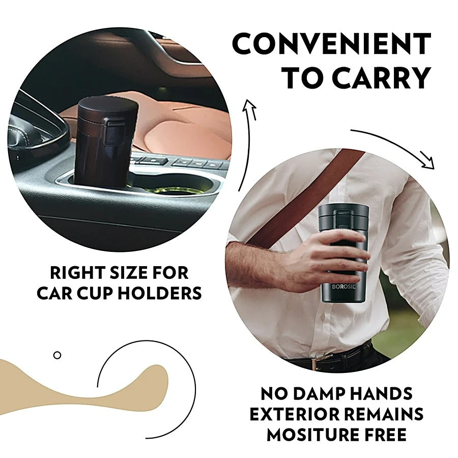 Borosil Hydra CoffeeMate Stainless Steel Vacuum Insulated Travel Mug 300ml