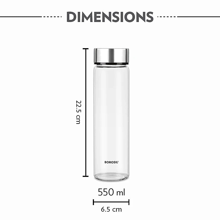 Borosil Neo Borosilicate Glass Water Bottle 550ml