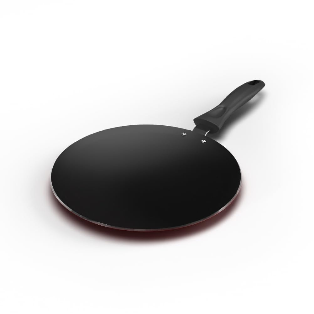 Impex ICTP-28 Non-Stick Aluminium Concave Tawa Pan 28cm Cherry Red