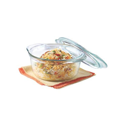 Borosil Glass Casserole Oven and Microwave Safe Serving Bowl With Glass Lid | 1.2 Litres | Set of 1