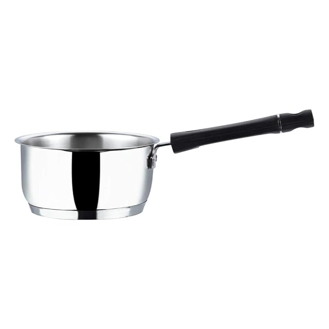 Vinod Tivoli Heavy Guage Stainless Steel Saucepan - 1.5 Litre (16cm) | SAS Bottom | 2 Layer Extra Thick Aluminum Core