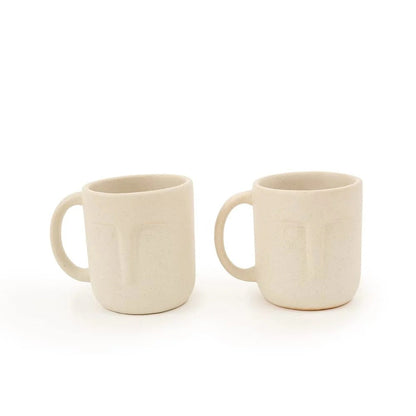 Ellementry Moai Ceramic Mug Set of 2 (350 ML)