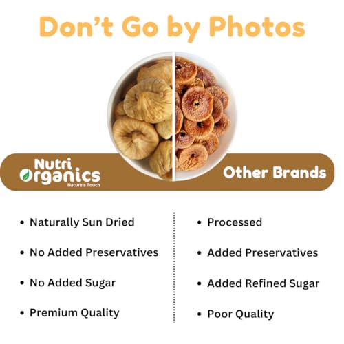 Nutri Organics Dry Fruits Afghani Dried Anjeer Figs Anjir 250 grams - Ziplock Pouch (Vacuum Packed For Extra Freshness)