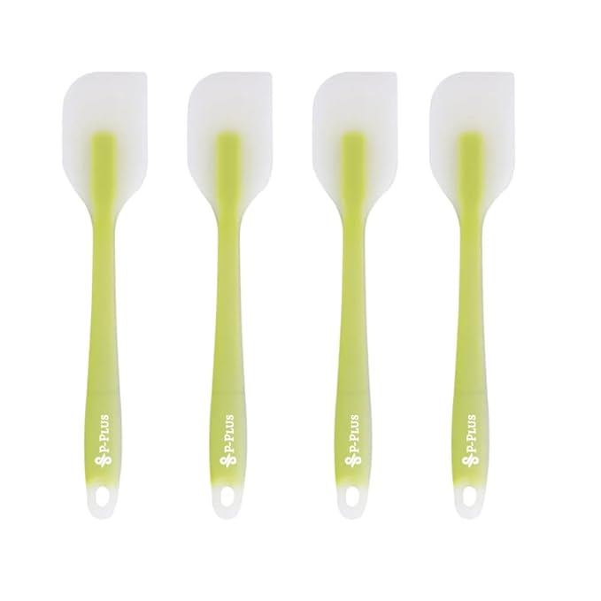 P-Plus International Silicone Spatulas Rubber Spatula Heat Resistant Seamless Green Set of 4