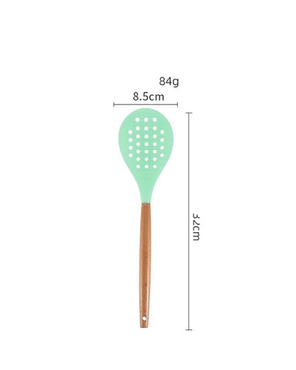 Woodtula Kitchen Silicone Slotted Skimmer with Good Grips Kitchen Cooking Baking Green