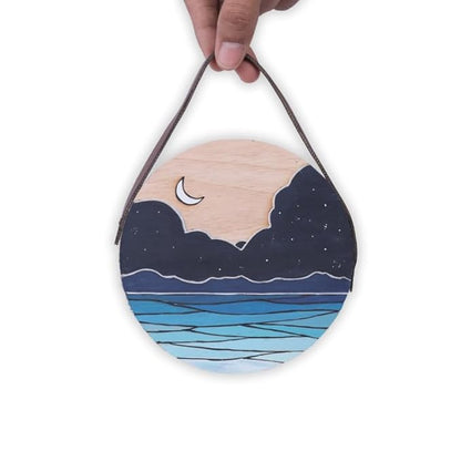 Hobby India Diy Ocean Twilight Pine-wood Nature Kits for Art & Crafts Painting Kit for Adults | Hanging Decorations