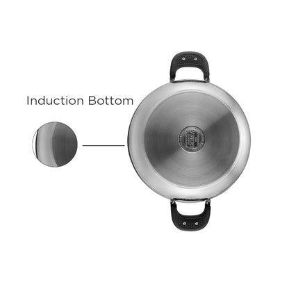 Vinod Durban Stainless Steel Saucepot Handi with Glass Lid - 2.7 Litre, 18 cm | Stylish Durable Handles