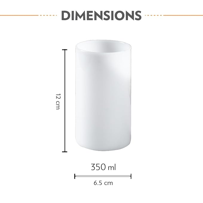 Borosil 350 Ml Set of 6 Pieces White Jade Vision Drinking Glass