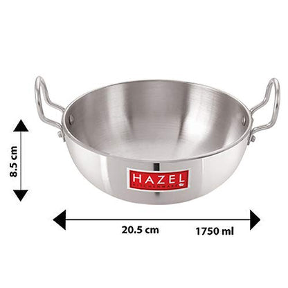 Hazel 4 mm Aluminium Kadai with Handle 1750 ml