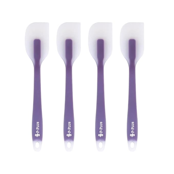 P-Plus International Silicone Spatulas Rubber Spatula Heat Resistant Seamless Purple Set of 4