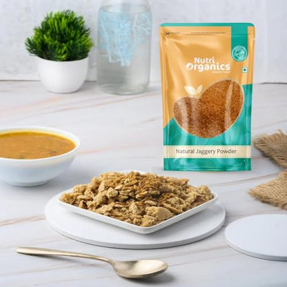 NutriOrganics Desi Jaggery/Gur/Gud Powder - 1kg | Fine Granular | Healthy Sugar Subsitute, Unbleached Jaggery