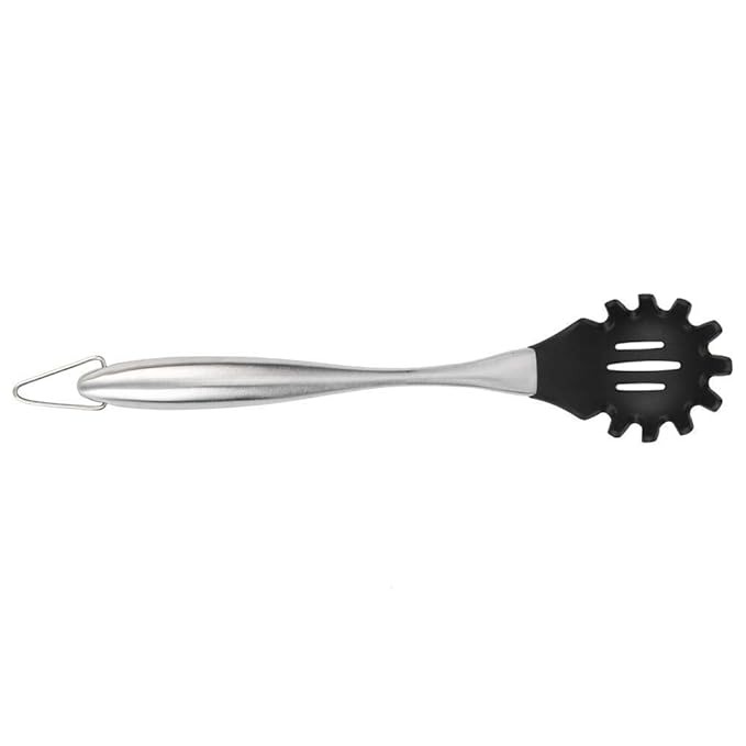 P-Plus International Silicone Spatula Versatile Tools Baking and Mixing Non-Stick Pasta Server Black
