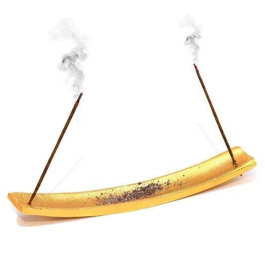 Pure Source India Aluminum Incense Holder Gold