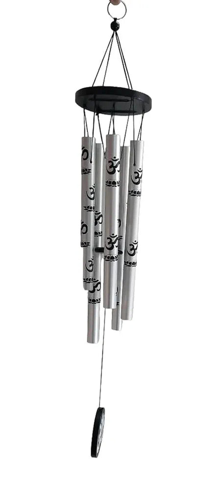 Tej Gifts Feng Shui Metal Wind Chime with Om Printed 5 Pipes Standard