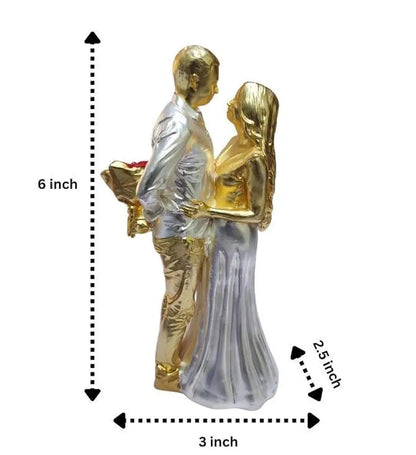 Gold Art India Couple Figurine Gold-Silver Plated Matte Finish