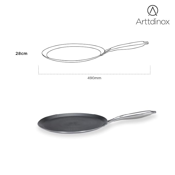 Arttdinox Stellar Stainless Steel Triply Non Stick Tawa 28 cm Etched nonstick