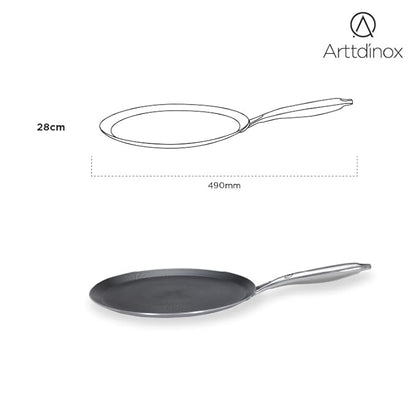 Arttdinox Stellar Stainless Steel Triply Non Stick Tawa 28 cm Etched nonstick