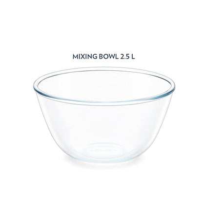 Borosil 2.5 L Serving & Mixing Borosilicate Glass Bowl | Multipurpose Round Bowl for Kitchen & Dinning