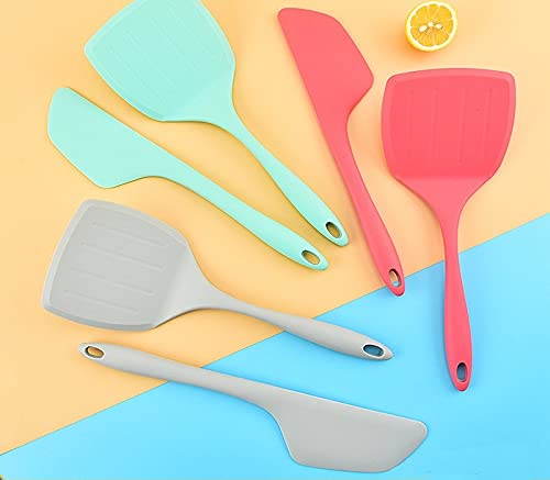 P-Plus International 2 Pieces Silicone Pancakes Shovel Wide Spatula Turner Nonstick Grey