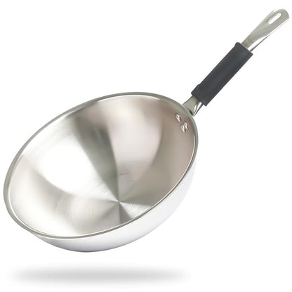 Allo Triply Stainless Steel Wok for Deep Fry Stir Fry Dry Veg 22Cm 2 Litre