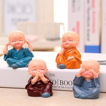 Jaipur Ace Buddha Monk Statue figurine Showpiece Decoration Buddha Monk Set of 4
