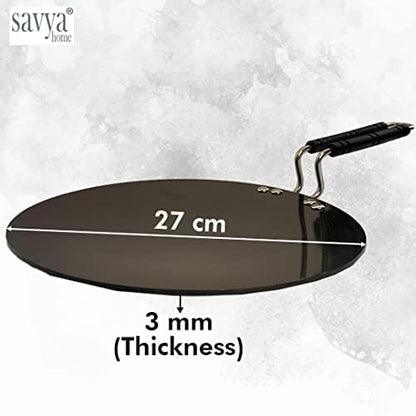 Savya Home Hard Anodized Roti Tawa With Handle 25 Cm Diameter Black Color