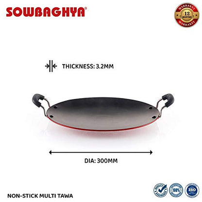 Sowbaghya Non Stick Concave Multi Tawa 3.2mm Thickness (30cm Dia Black)