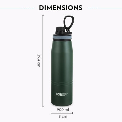 Borosil Hydra Gosports Stainless Steel 900 Ml Water Bottle