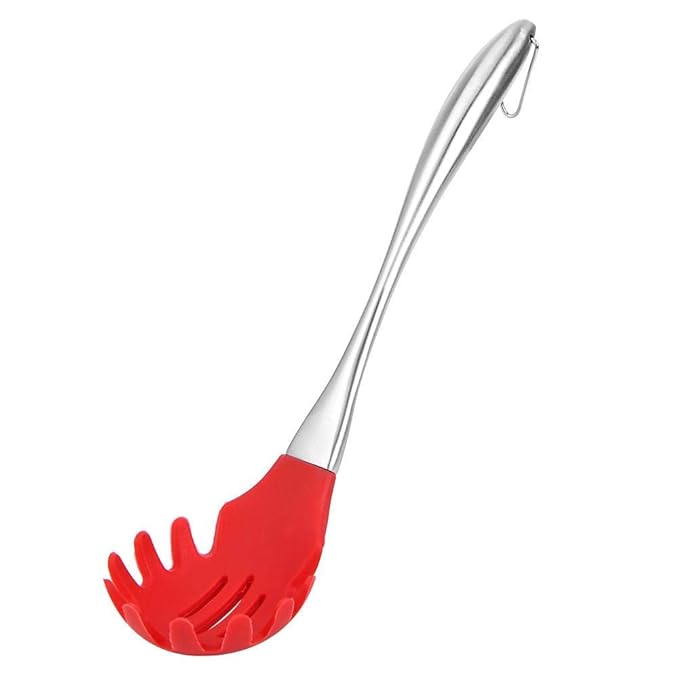 P-Plus International Silicone Spatula Versatile Tools Baking and Mixing Non-Stick Pasta Server Red