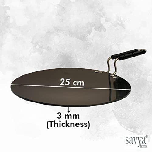 Savya Home Hard Anodized Roti Tawa With Handle 25 Cm Diameter Black Color