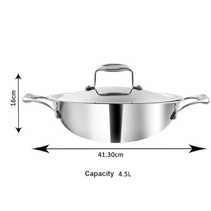 Vinod Platinum Triply Stainless Steel Kadai with lid 4.5 litre (30 cm Dia)