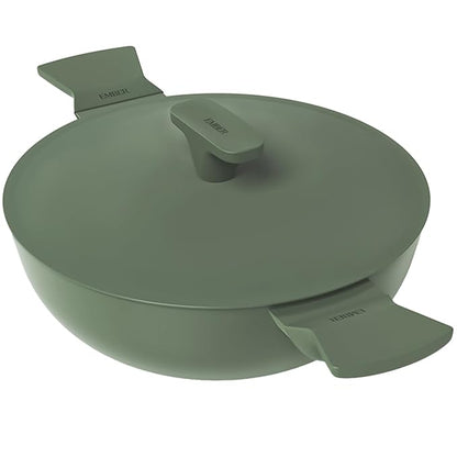 Ember Cookware Arcilla Ceramic Non Stick Kadai 24cm | Metallic Lid | Matching Handles | Florence Series | Green