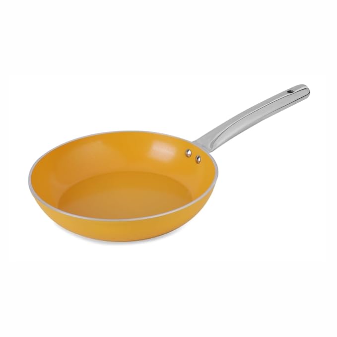 Salford Forged Ceramic Frypan With Tubular Ss Handle, Induction & Gas Ready | Mustard Yellow | 240mm | 1.85 Litre