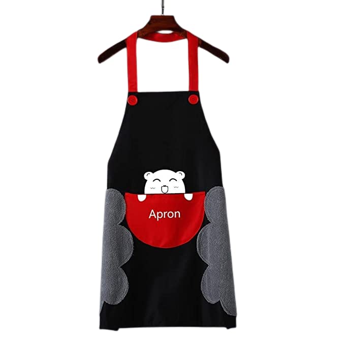 Yindella Kitchen Apron Cute Bear With Center Pocket Hand Towel Women and Men Chef Cooking