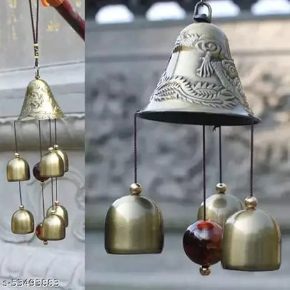 Click Metal and Wooden Dragon 6 Bell Wind Chime