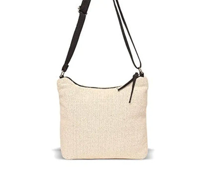 Astrid Handmade Macrame Flap Over Sling Bag For Girls And Women Colour White & Black